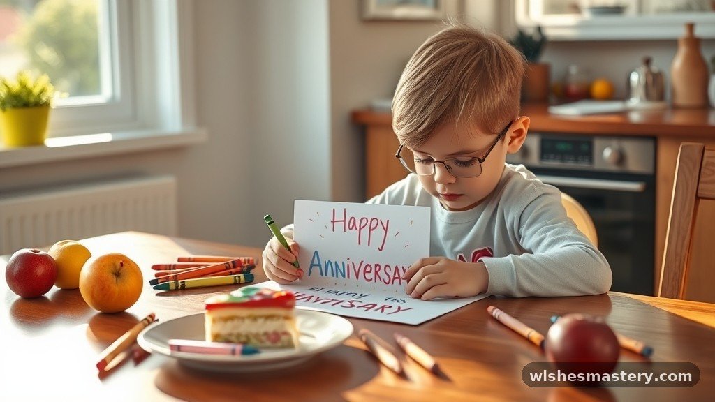 Simple Happy Anniversary Wishes for Kids to Write